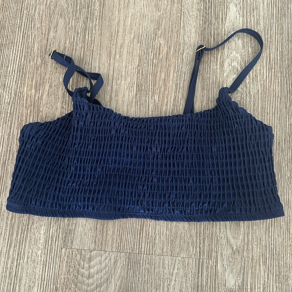 Navy Blue Smocked Women's SwimTop- size L